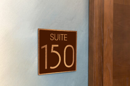 Modern Brushed Copper and Matt Brown Suite Door Number Sign AD112-BCBR