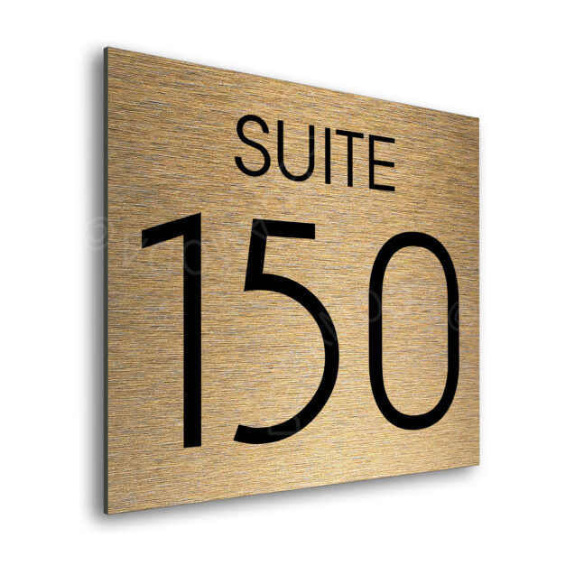 AD112-BG-2 Modern Brushed Gold Suite Door Number Sign AD112-BG