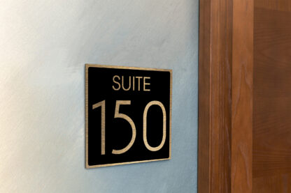 Modern Brushed Gold and Matt Black Suite Door Number Sign AD112-BGB