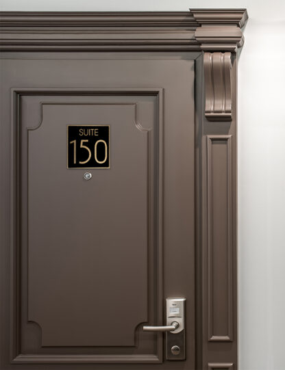 Modern Brushed Gold and Matt Black Suite Door Number Sign AD112-BGB