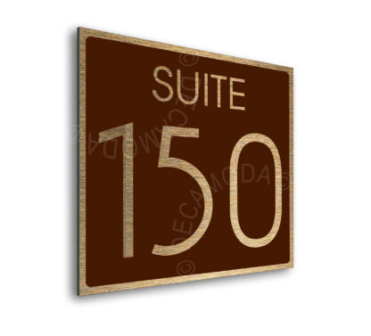 Modern Brushed Gold and Matt Brown Suite Door Number Sign AD112-BGBR