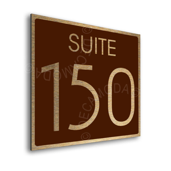AD112-BGBR-2 Modern Brushed Gold and Matt Brown Suite Door Number Sign AD112-BGBR