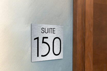Modern Brushed Silver Suite Door Number Sign AD112-BG
