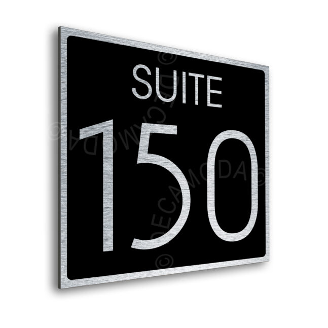 AD112-BSB-2 Modern Brushed Silver and Matt Black Suite Door Number Sign AD112-BSB