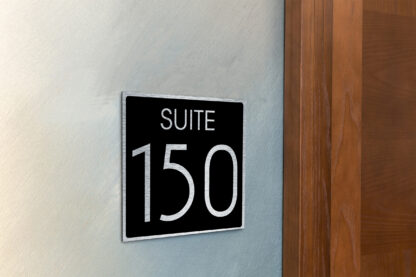 Modern Brushed Silver and Matt Black Suite Door Number Sign AD112-BSB