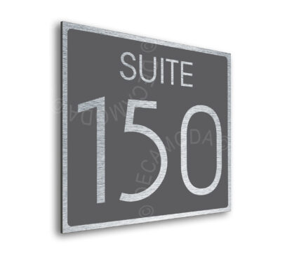Modern Brushed Silver and Matt Gray Suite Door Number Sign AD112-BSG