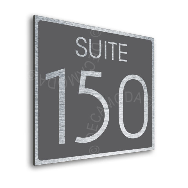 AD112-BSG-2 Modern Brushed Silver and Matt Gray Suite Door Number Sign AD112-BSG