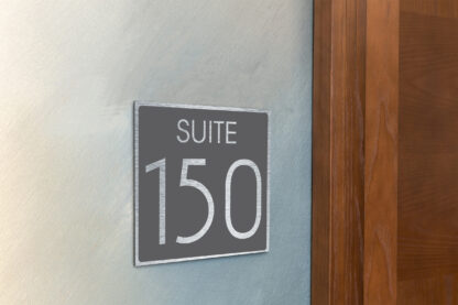 Modern Brushed Silver and Matt Gray Suite Door Number Sign AD112-BSG