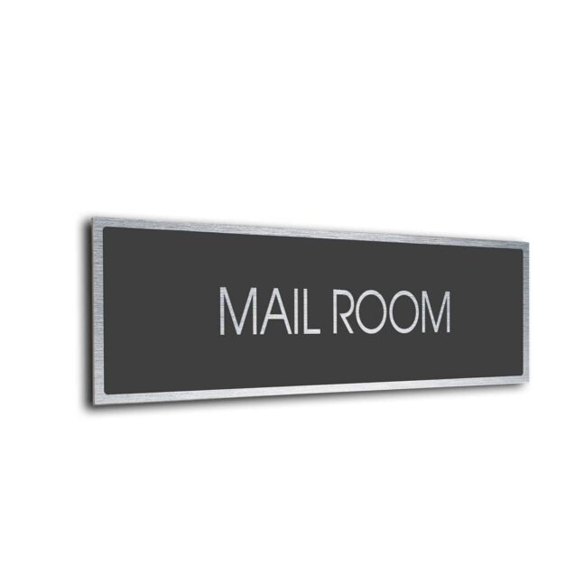 Sliver Grey Mail Room sign