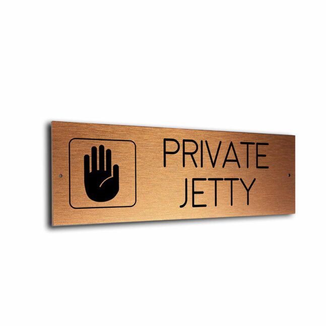 Private Jetty Door Copper Black Private Jetty sign