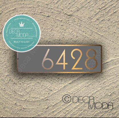 Contemporary Door Number Sign - Modern Brushed Copper and Gray Door Sign DMNS-2214589