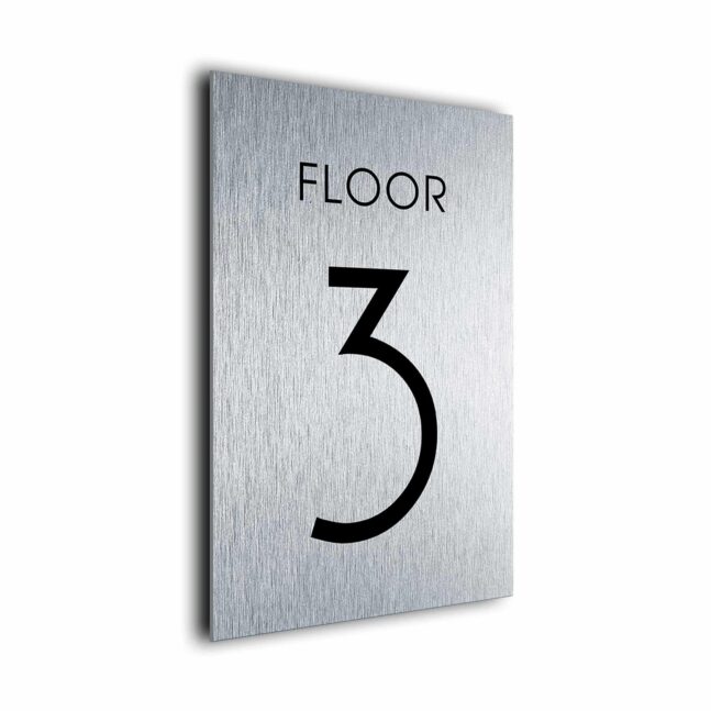 Floor Signs Brushed Metal DMFSSB220823 Floor Number signs