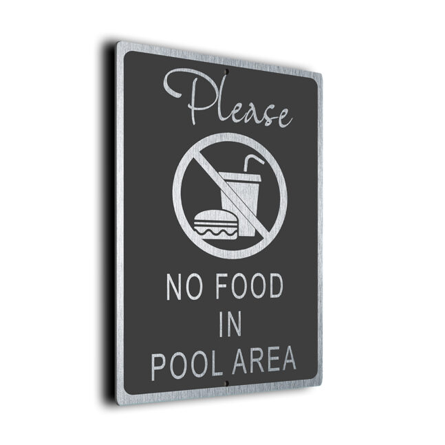 No Food In Pool Area DMPLNFDGSP260923 Modern No Food In Pool Area Sign