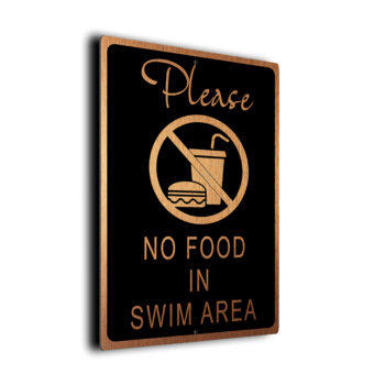 No Food In Swim Area Pool Sign