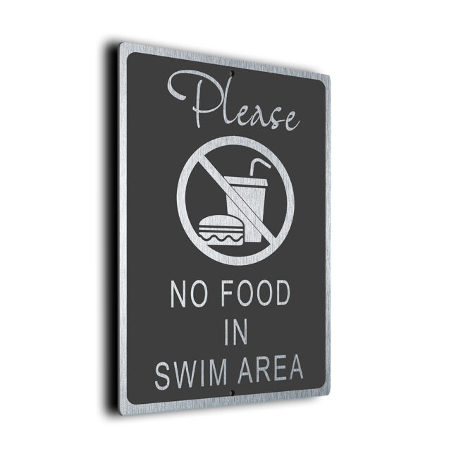 No Food In Swim Area DMPLNFDSGS260923 Modern No Food In Swim Area Sign