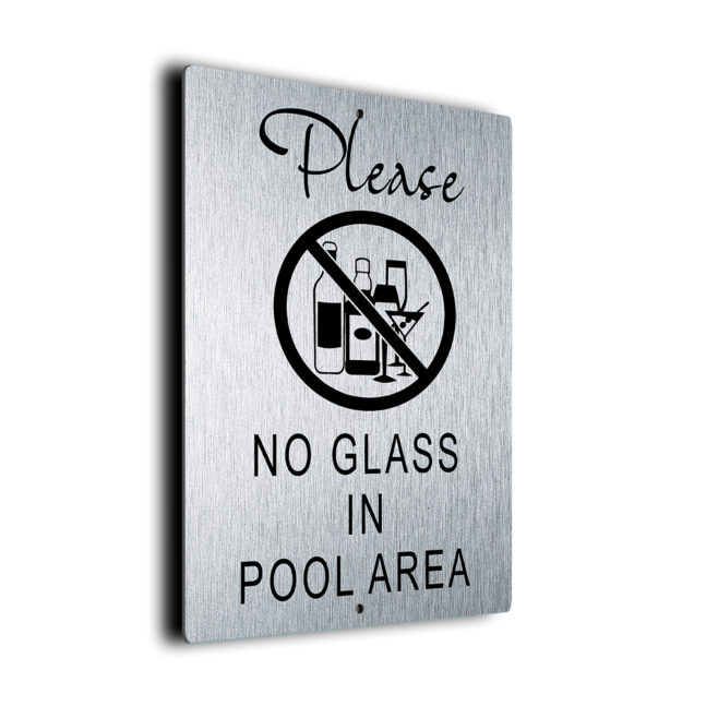 No Glass In Pool Area DMPLNGPSB260923 No Glass In Pool Area Sign