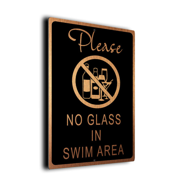 No Glass In Swim Area DMPLNGSBC260923 No Glass In Swim Area Pool Sign