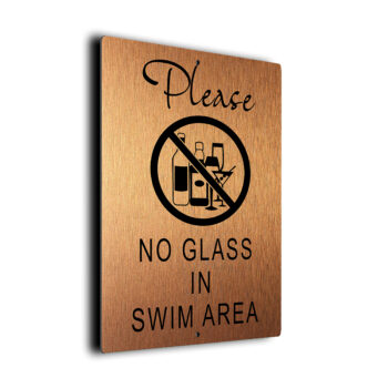Pool No Glass In Swim Area Sign