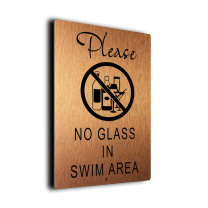 Pool No Glass In Swim Area Sign