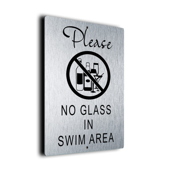 No Glass In Swim Area DMPLNGSSB260923 No Glass In Swim Area Sign