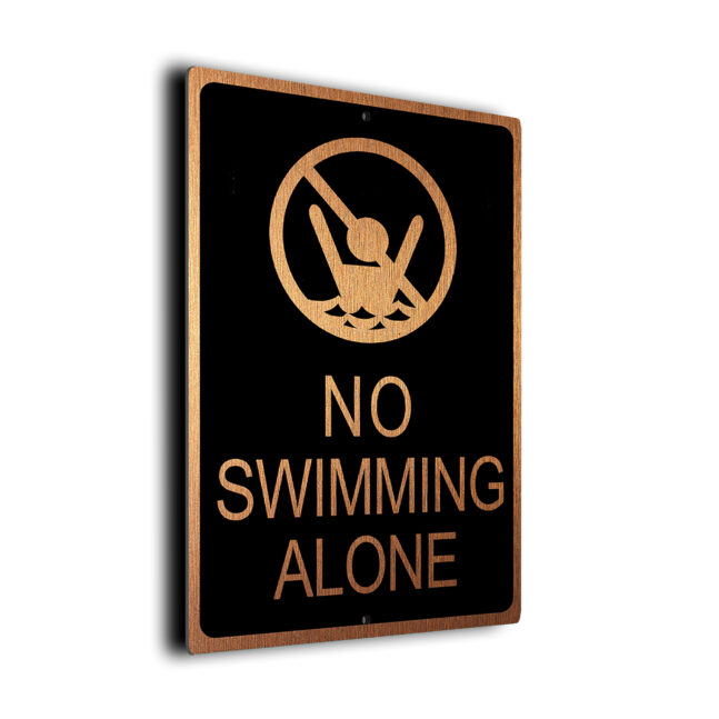 No Swimming Alone Pool Sign DMNSABC011023 No Swimming Alone Pool Sign
