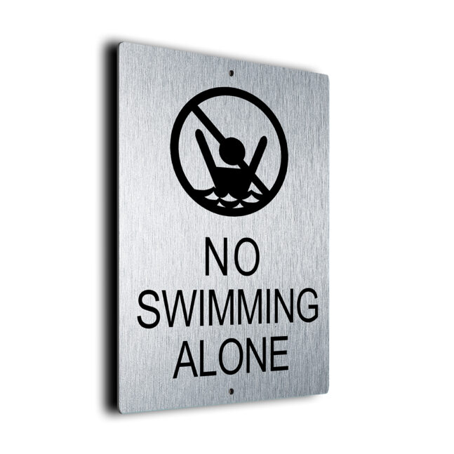No Swimming Alone Pool Sign DMNSASB011023 No Swimming Alone Sign