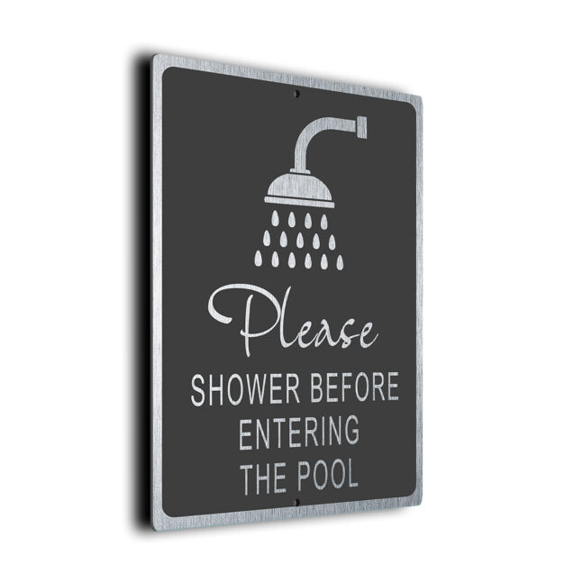 Please Shower Before Pool Sign DMSHWPOOLGS011023 Modern Shower Before Pool Sign