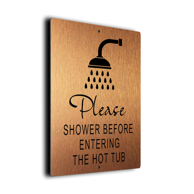 Please Shower Hot Tub Pool Sign DMSHWHTCB011023 Shower Hot Tub Sign