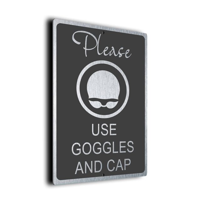 Please Use Goggles and Cap Pool Sign DMGOGCAPLGS011023 Modern Use Goggles and Cap Sign