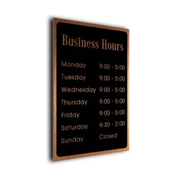 Business Hours Plaque