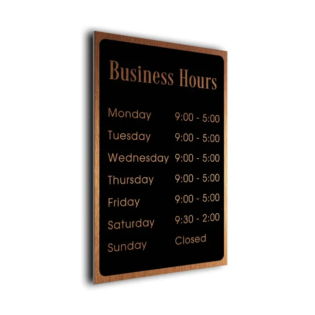 Business Hours Plaque