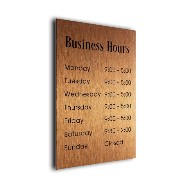 BHCB121223-Business-Hours Copper Business Hours Sign