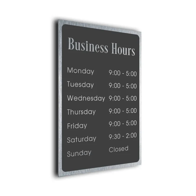 BHGS121223-Business-Hours Custom Business Hours Sign