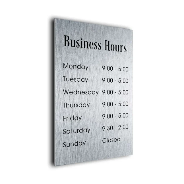 BHSB121223-Business-Hours Custom Business Hours Signs