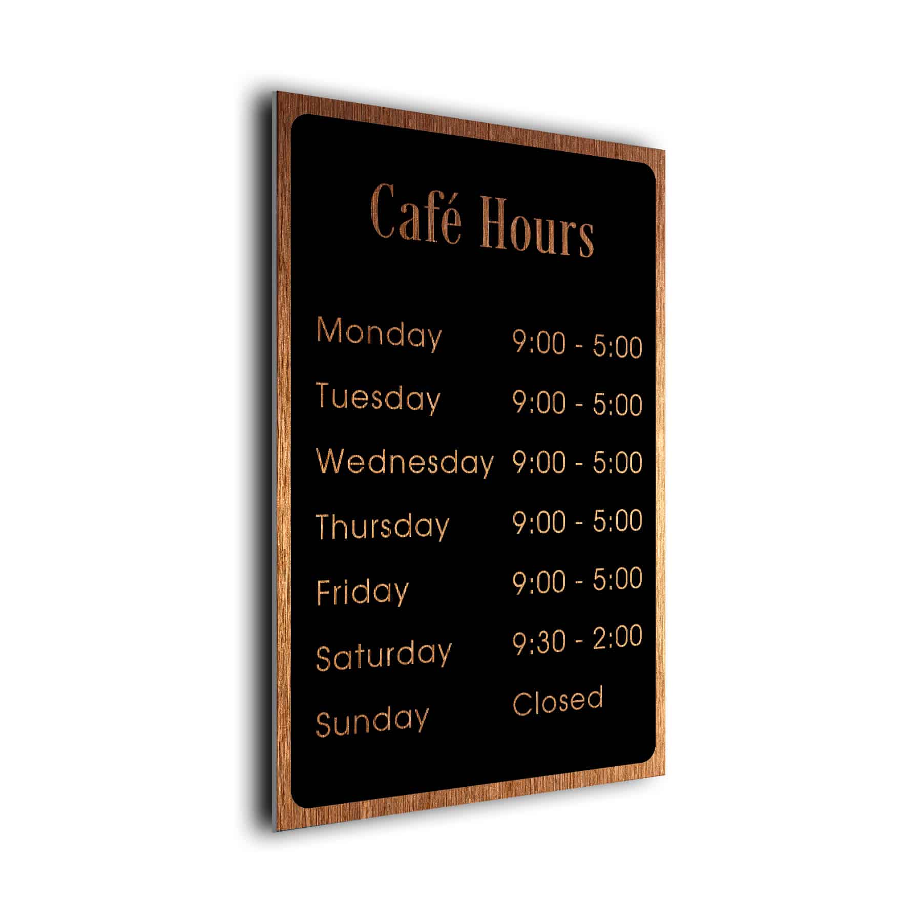 Custom Cafe Hours Sign CAH 121223 BC Decamoda