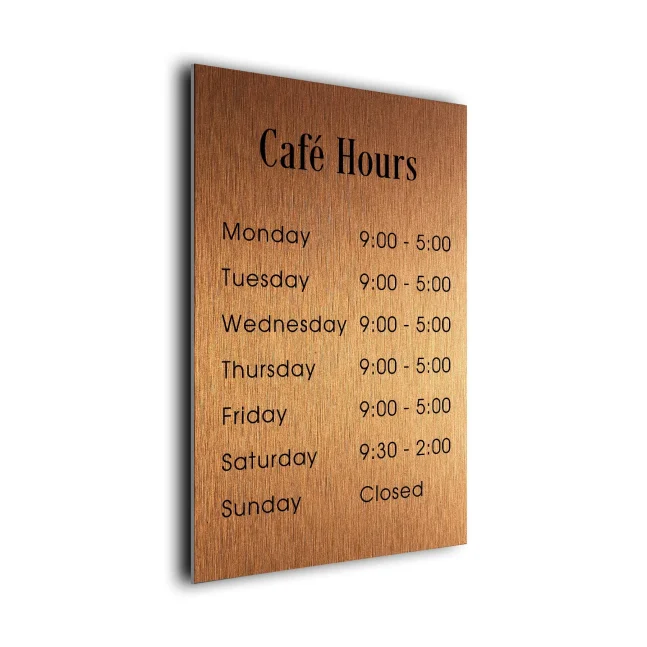 CAHCB121223-Cafe-Hours Copper Cafe Hours Sign