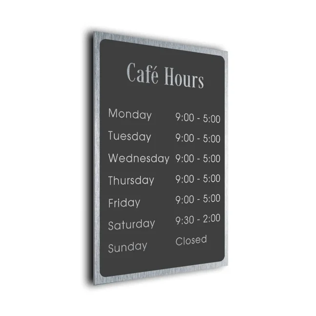 CAHGS121223-Cafe-Hours Custom Cafe Hours Sign