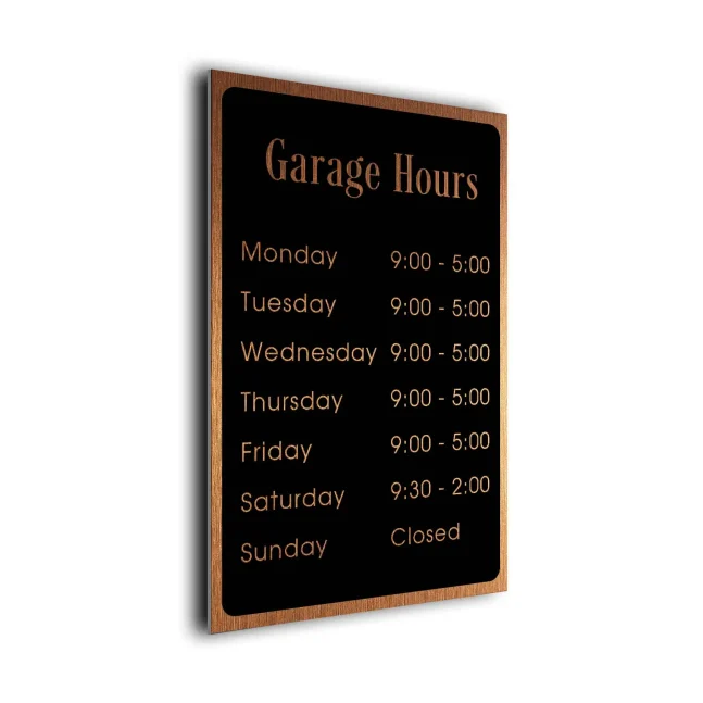 GRHBC121223-Garage-Hours Garage Hours Plaque