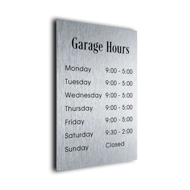 GRHSB121223-Garage-Hours Personalized Garage Hours Sign