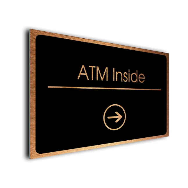 ATM Inside Sign Directional Sign - Brushed Metal Finish