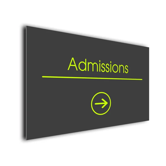 Admissions Arrow Sign Directional Sign