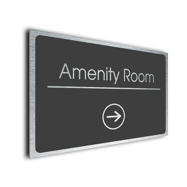 Amenity Room Sign Directional Sign - Brushed Metal Finish Amenity Room Sign Directional Sign - Brushed Metal Finish