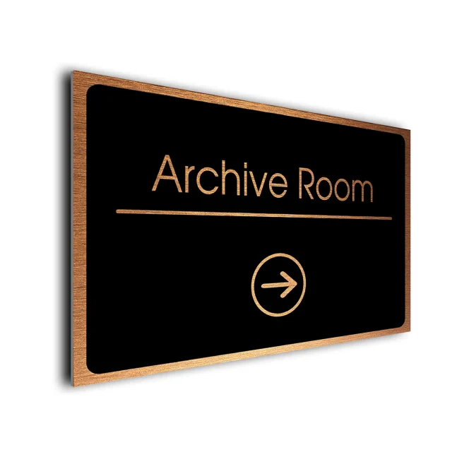 Archive Room Sign Directional Sign - Brushed Metal Finish