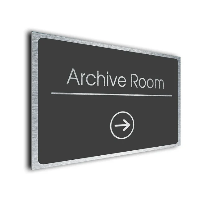Archive Room Sign Directional Sign - Brushed Metal Finish Archive Room Sign Directional Sign - Brushed Metal Finish