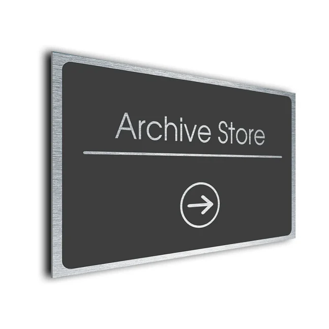 Archive Store Sign Directional Sign - Brushed Metal Finish Archive Store Sign Directional Sign - Brushed Metal Finish