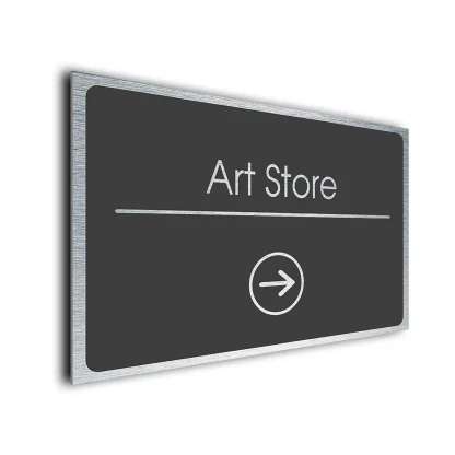 Art Store Sign Directional Sign - Brushed Metal Finish