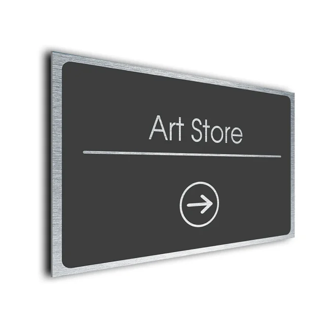Art Store Sign Directional Sign - Brushed Metal Finish Art Store Sign Directional Sign - Brushed Metal Finish