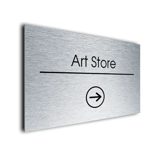 Art Store Sign Directional Sign - Brushed Metal Finish Art Store Sign Directional Sign - Brushed Metal Finish