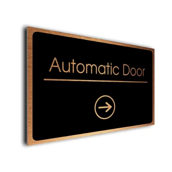 Automatic Door Sign Directional Sign - Brushed Metal Finish