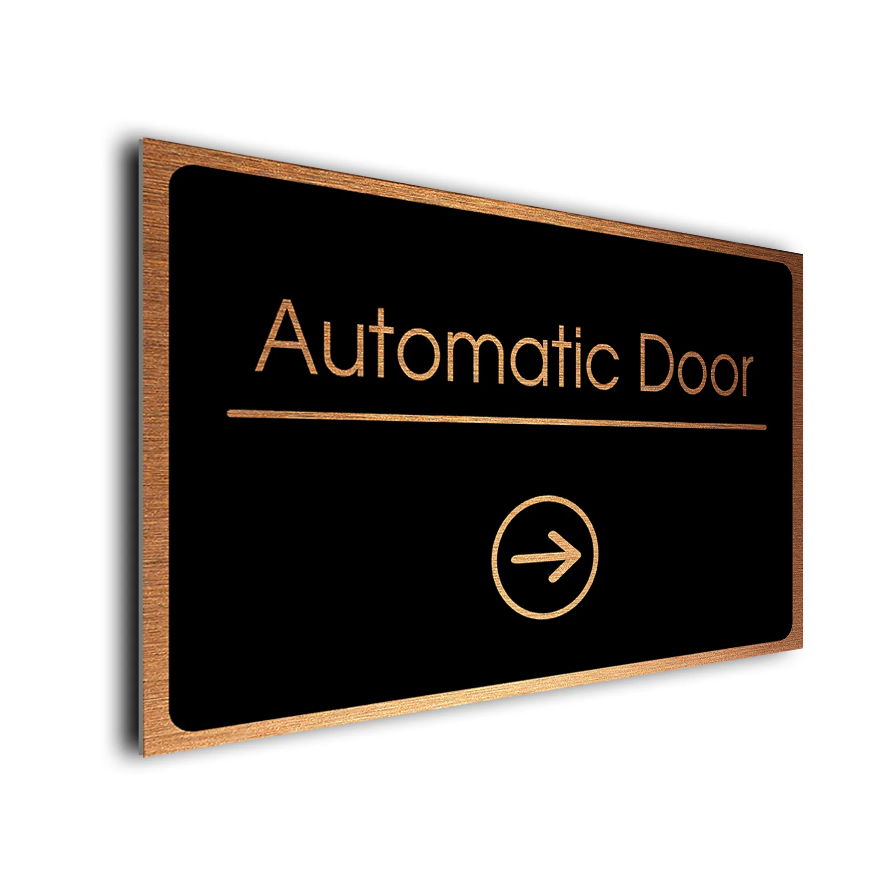Automatic Door Sign Directional Sign - Brushed Metal Finish